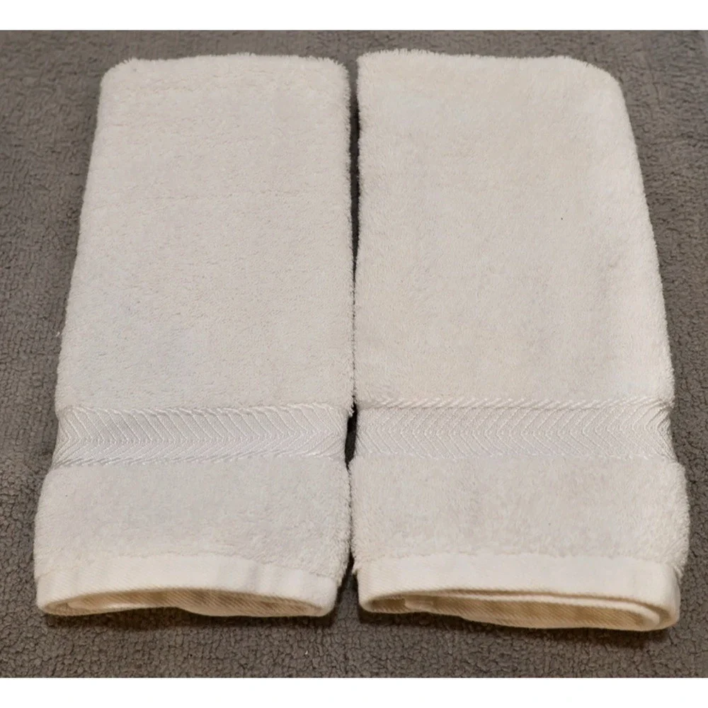 Bath Hand Towel Set of 2 Solid Off-White Buckingham Estates India 24x15